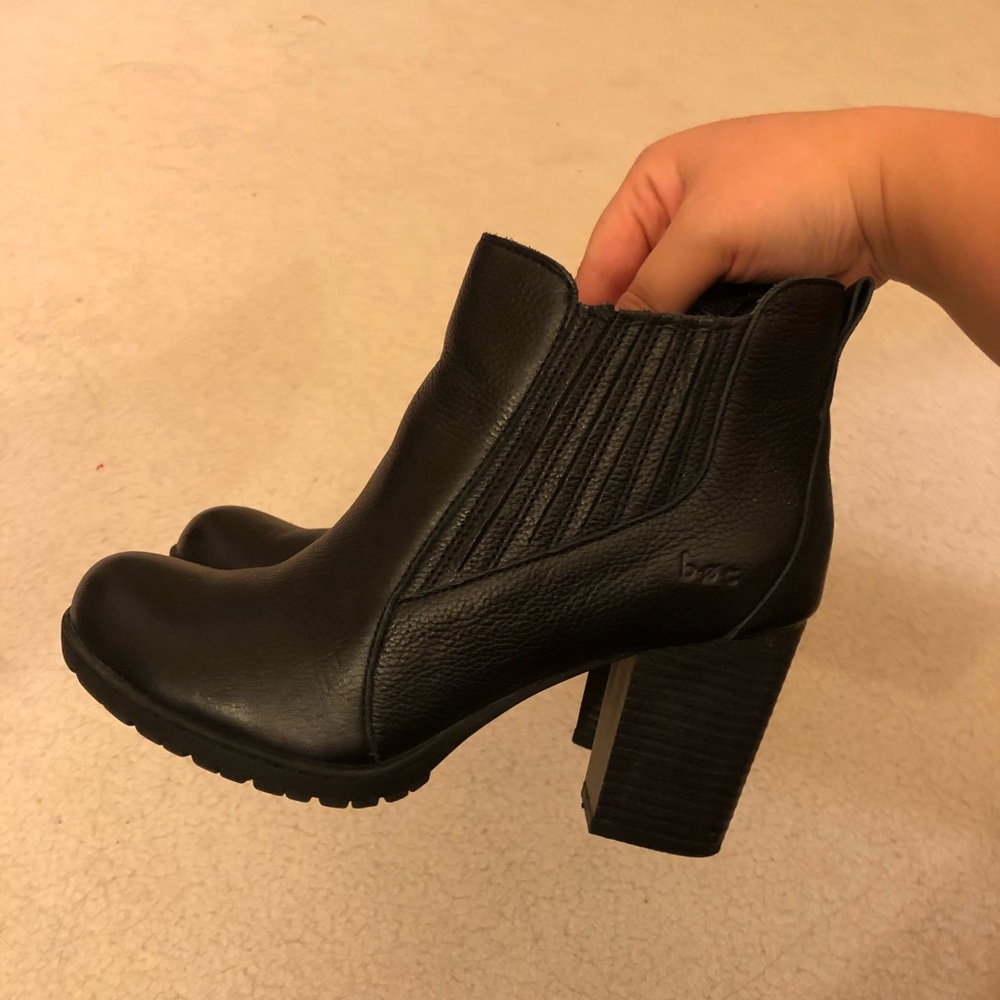 Black ankle length combat boots